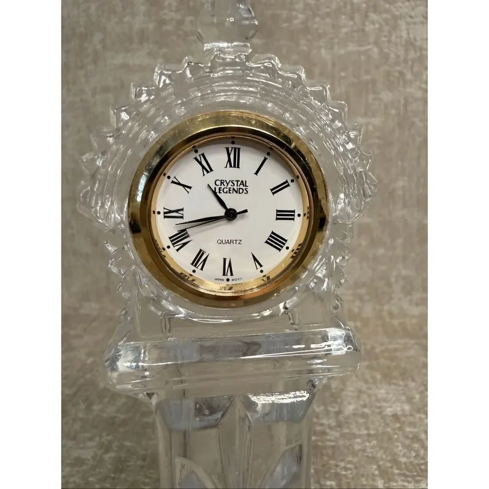 Crystal Legends by Godinger Grandfather Desktop Mantel Quartz Clock Clear 7
